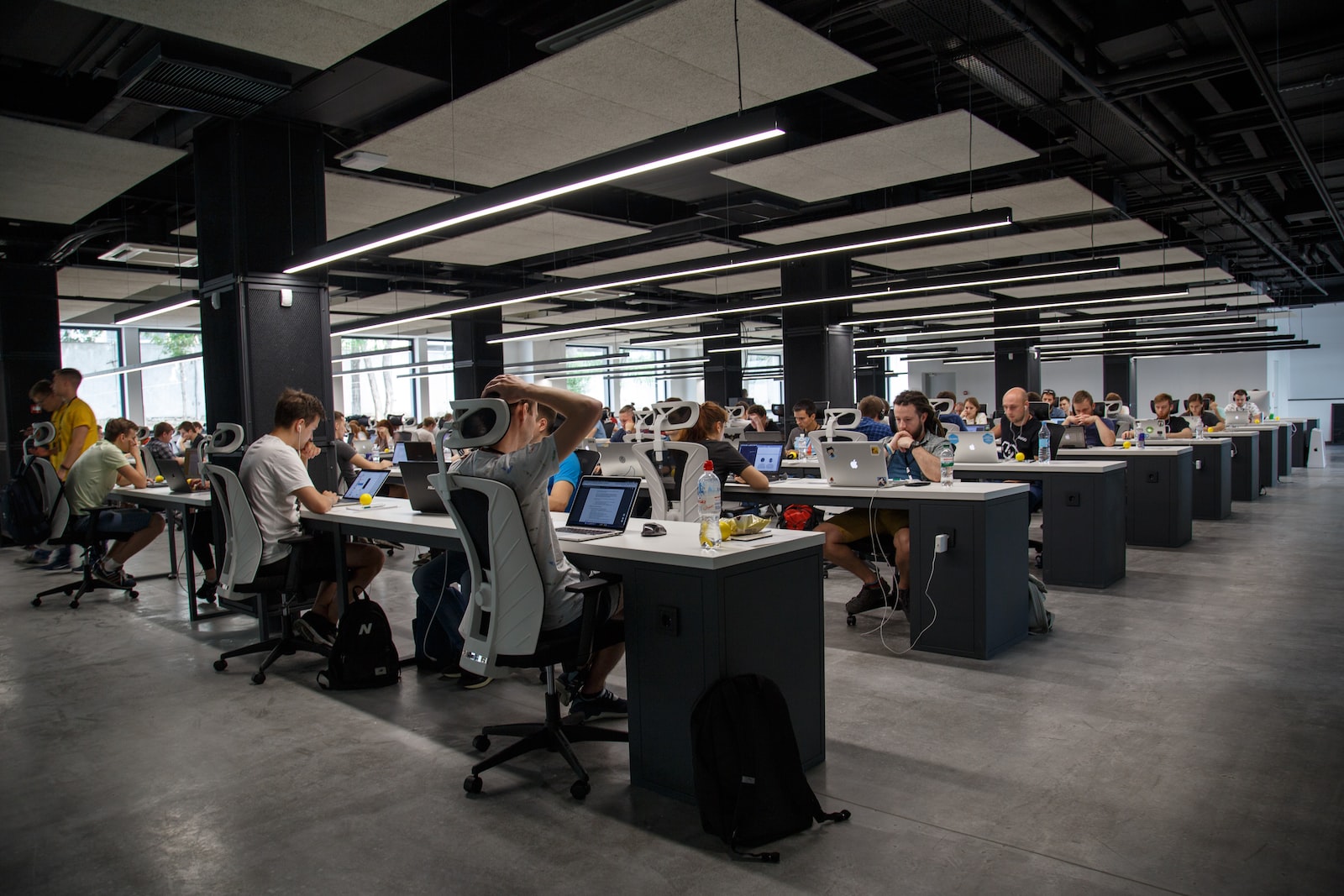 This is an image of people working in an office environment